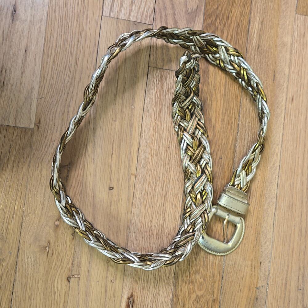 Vintage Metallic Braided faux leather belt size M/L - Picture 5 of 7